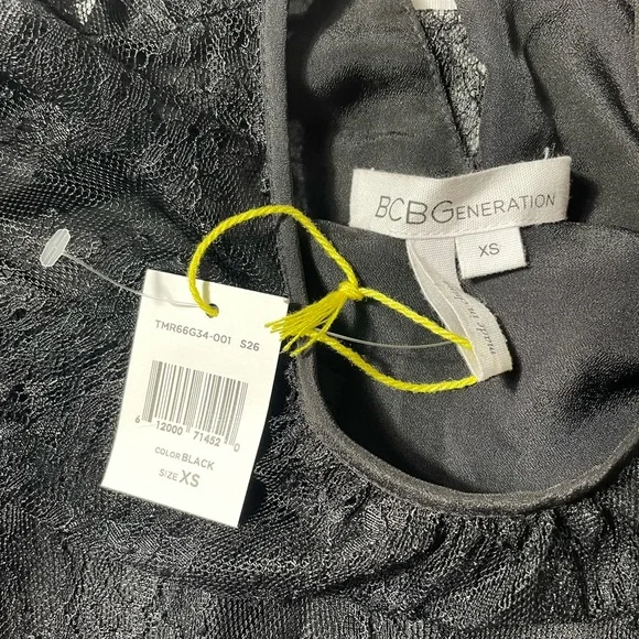 NWT BCBG women’s Black Lace Overlay Sleeveless Dress Size XS - Picture 5 of 7